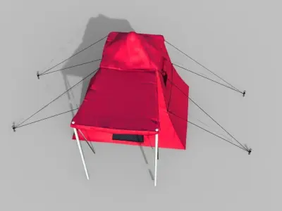 Tent camp Low-poly 3D model