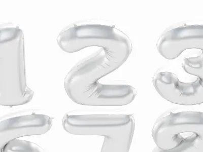 Balloon Numbers Silver Color 3D model