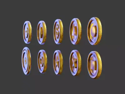 PBR Modular Low Poly Coin Kit for Games Low-poly 3D model