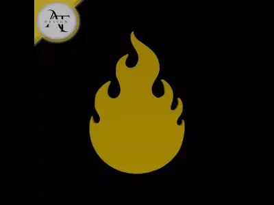 Simple Flame Symbol - 2D Art Free 3D print model 16