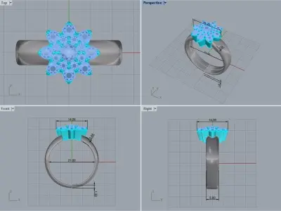 beautiful big flower ring 3D print model