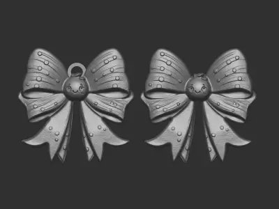 christmas tree cute ribbon row decor  3D print model