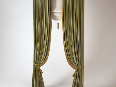 Curtains Collection curtain with gold trim 3D model