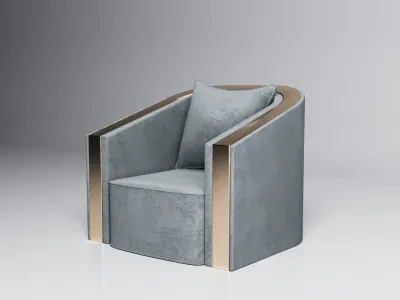 3D Brass And Grey Modern Armchair 3D model 3D model