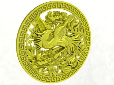 Oriental Dragon Medallion Pendant Jewelry Design 4964 3D print model