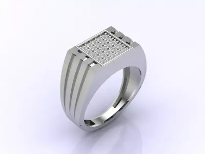 Print Ready STL 3DM  Gents Rings Diamond Men Ring  3D print model 133