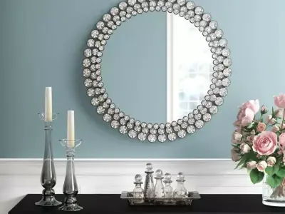 Wykoff Round Jeweled Accent Mirror 3D model