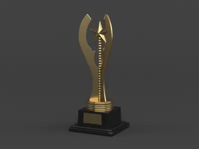 Gold Trophy Cups 3D model 24