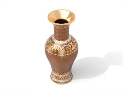 Thai Benjarong Ornate Vase Low-poly 3D model