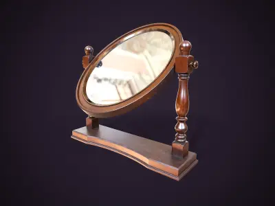Vintage Desk Mirror Low-poly 3D model