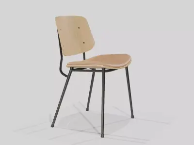 Soborg Metal Base-Model 3061-oak lacquered and dark steel Low-poly 3D model