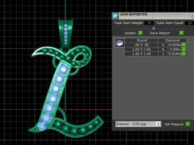 PRECIOUS ALPHABET L PENDANT 3D PRINTABLE MODEL 3D print model