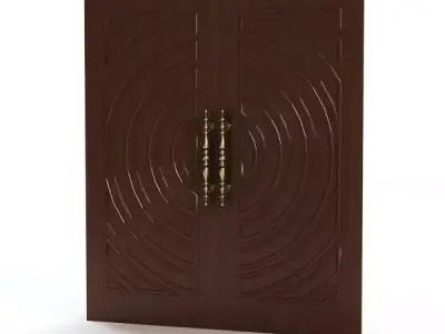 Door 2 wooden with circular design 3D model