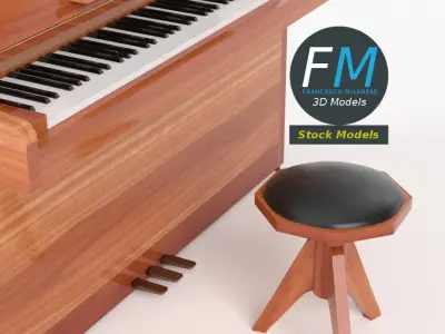Open vertical piano 3D model