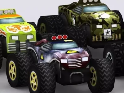 Road rush monster trucks Low-poly 3D model