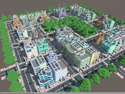 Town Voxel Low-poly 3D model