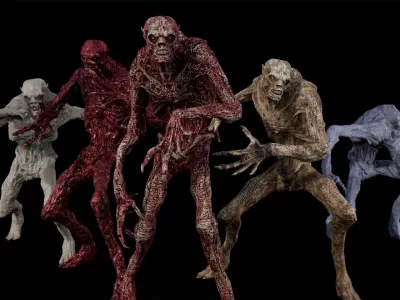 Mummy-zombie withered low-poly game engine ready 3D model Low-poly 3D model