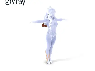 Elegant Female Character Silver Leotard D Model Low-poly 3D model