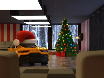 Cozy winter room 3D model 3D model