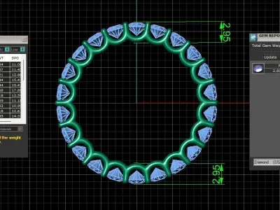 U Shaped Eternity Ring 2 point 8 mm stone size swiss 13 and EU53 3D print model