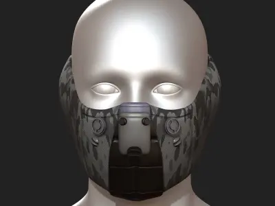 Gas mask respirator scifi futuristic 3d  Low-poly 3D model