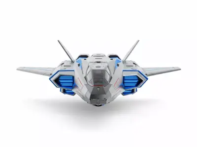 Futuristic Stealth Interceptor Low-poly 3D model
