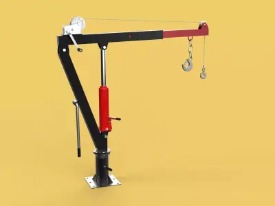 HYDRAULIC SWIVEL LIFTING CRANE MANUAL HAND CRANK WINCH HOIST JIB 3D model