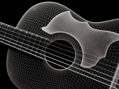  Guitar Acoustic Realistic brown Low-poly 3D model