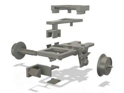 Train wagon chassis with hook for n-scale models 3D print model