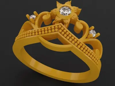 Princess Crown Rings Set 1 3D print model