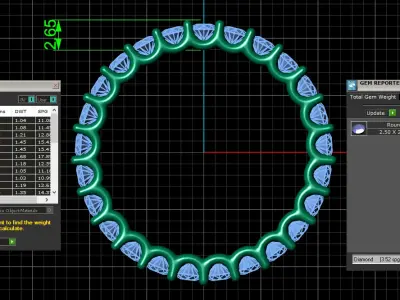 U Shaped Eternity Ring 2 point 5 mm stone size swiss 16 and EU56 3D print model
