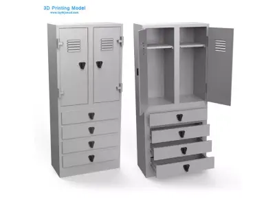 Locker metal with three drawers 3D print model