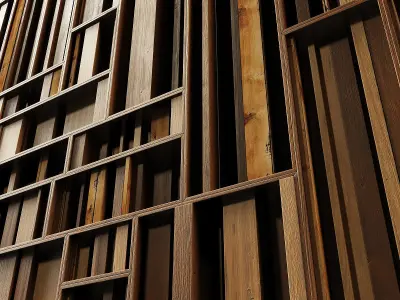 Rectangle wood panel rail n2 3D model