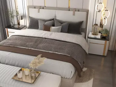 Modern Bedroom Scene 19 3D model