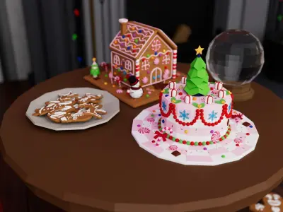 80 Christmas Decoration Pack Low-poly 3D model