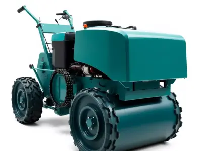 Teal Road Roller model pack Low-poly 3D model