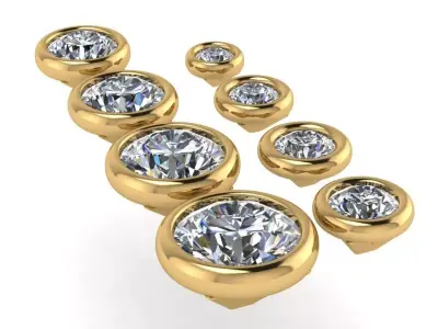 bezel set round pendant collection  3D print model