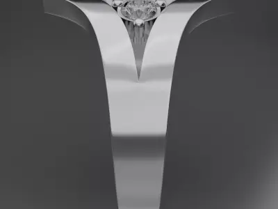 Noctis Argentum 3D Model of a Silver Ring with Onyx and Diamonds 3D model