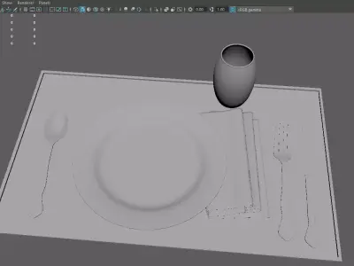 Dinnerware table set Free low-poly 3D model