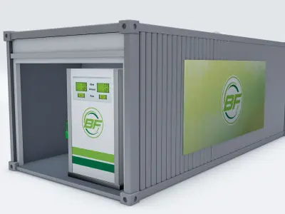 Steel Container with a Fuel Dispenser Station Inside 3D model