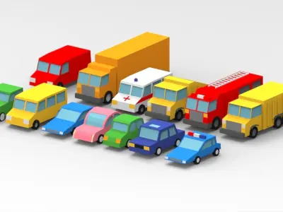 Low poly Car pack 3D model