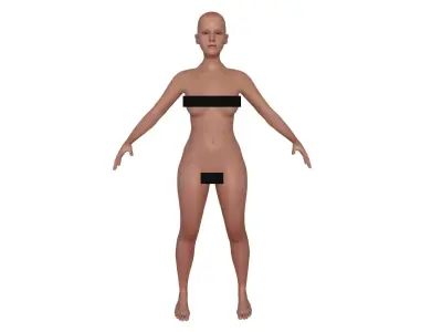 Realistic European Woman with rig Low-poly 3D model