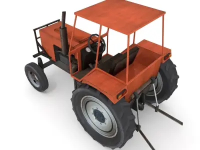 Old Farm Tractor Low-poly 3D model