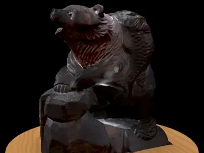 Wood carving bear figure  3D model