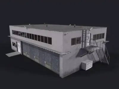 Warehouse building Low-poly 3D model Low-poly 3D model