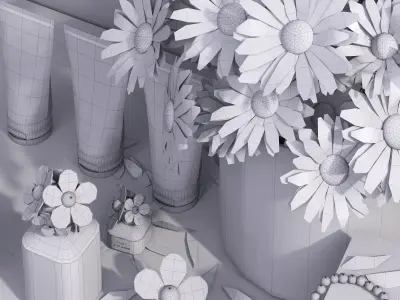 Daisy Flower Decorative Set decor set 3D model