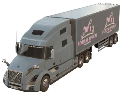 Volvo VNL Vinyl 760 Blue Tractor Truck 3D model