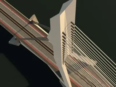 Cable-stayed bridge 3D model