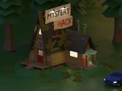 Low poly mystery Shack and  PBR materials Low-poly 3D model
