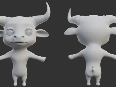 Cartoon Bull II Low-poly 3D model